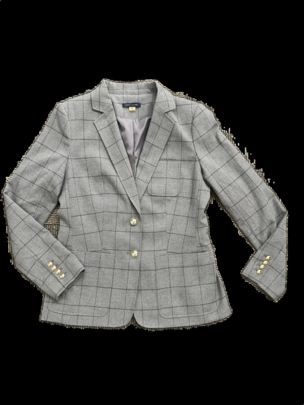 Tommy Hilfiger Grey Windowpane Plaid Blazer